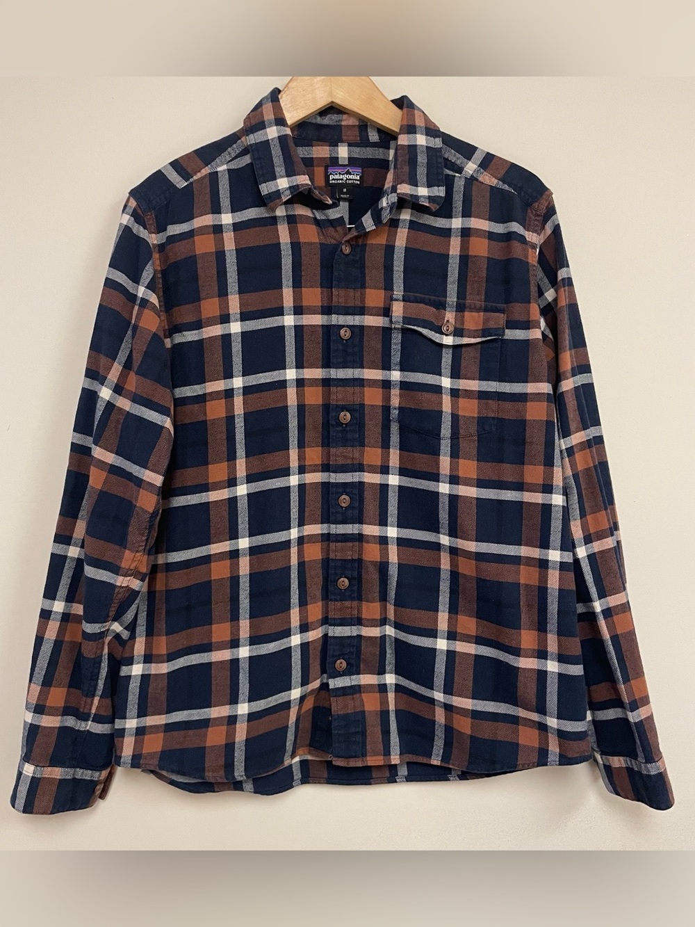 Patagonia Flannel Shirt Mens M Medium Plaid Fjord Long Sleeve Organic Cotton